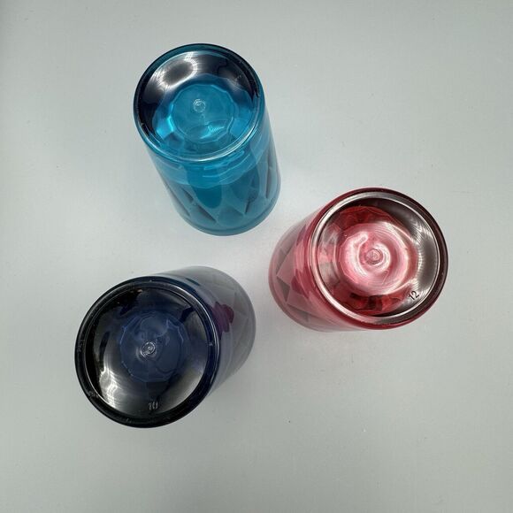 Vtg Set of 3 Plastic Tumblers 14 ounce Red Blue Purple Kitschy Farmcore Retro - Picture 2 of 9